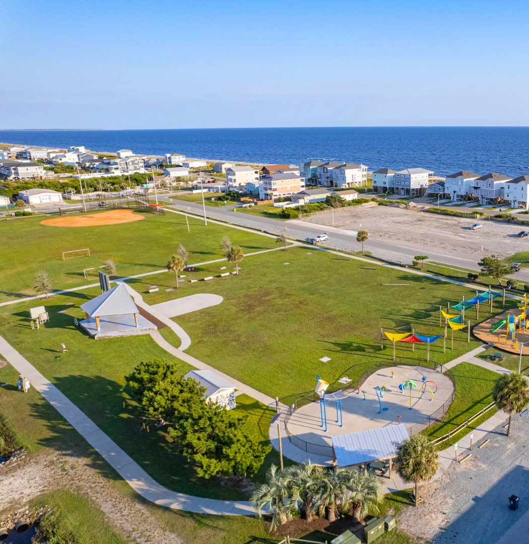 Middleton Park Oak Island NC - Aerial Beach View